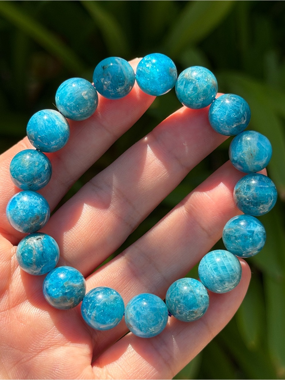 11.5mm stretchable blue apatite bracelet 1845